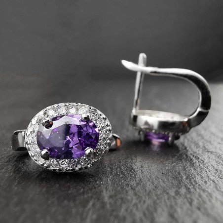 Sidabriniai auskarai anglišku užsegimu su cirkoniu