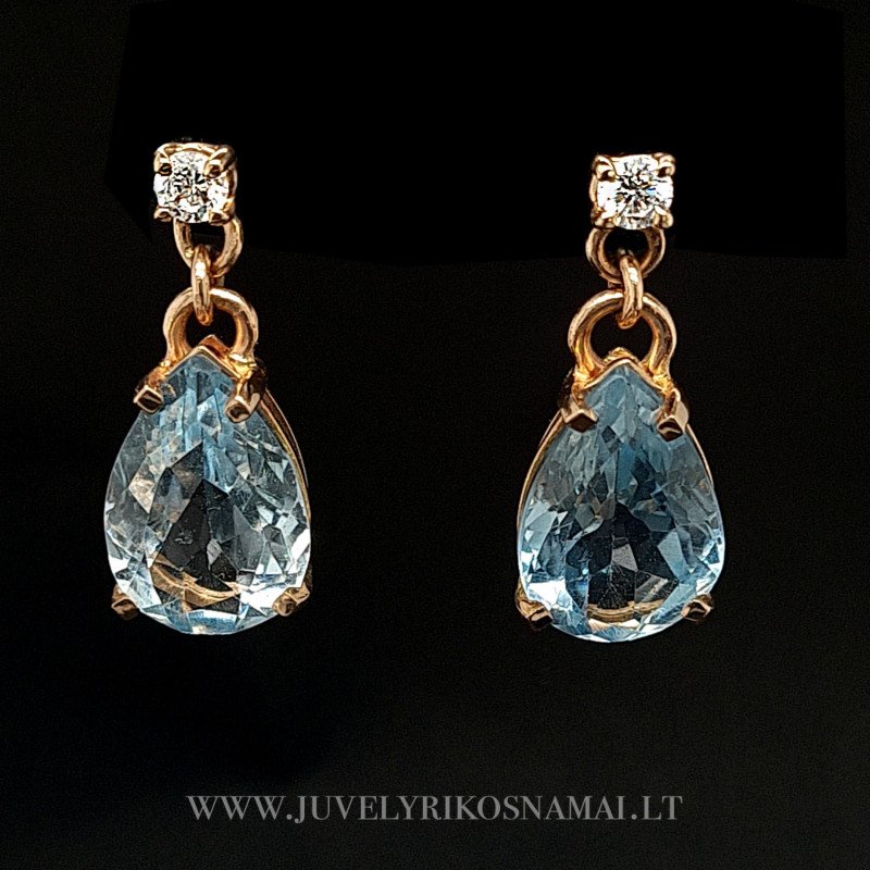 Auksiniai auskarai su 9,52ct Topazais ir Cirkoniu Auksiniai auskarai su 9,52ct Topazais ir Cirkoniu