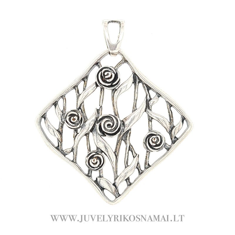 Sidabrinis pakabukas "Gėlės"