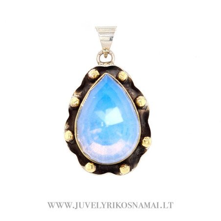 Sidabrinis pakabukas su mėnulio akmeniu