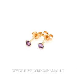 Auksiniai auskarai su violetiniu cirkoniu