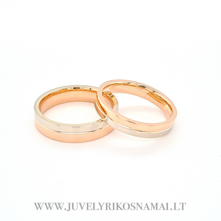 Raudono ir balto aukso vestuviniai žiedai