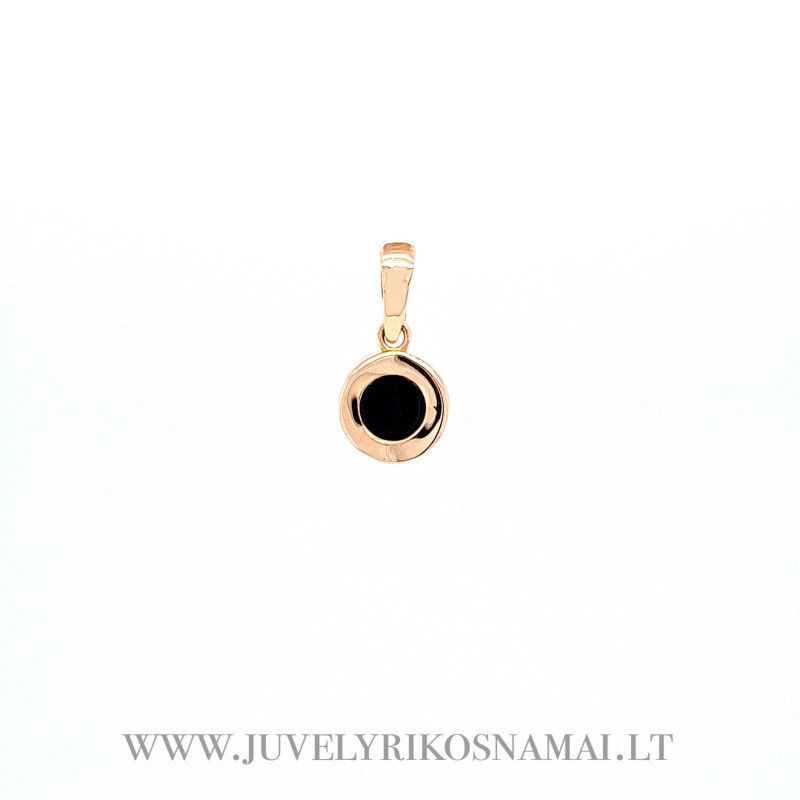 Auksinis pakabukas  su juoda emale "Apskritimas" Auksinis pakabukas  su juoda emale "Apskritimas"