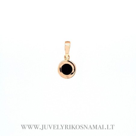 Auksinis pakabukas  su juoda emale "Apskritimas"