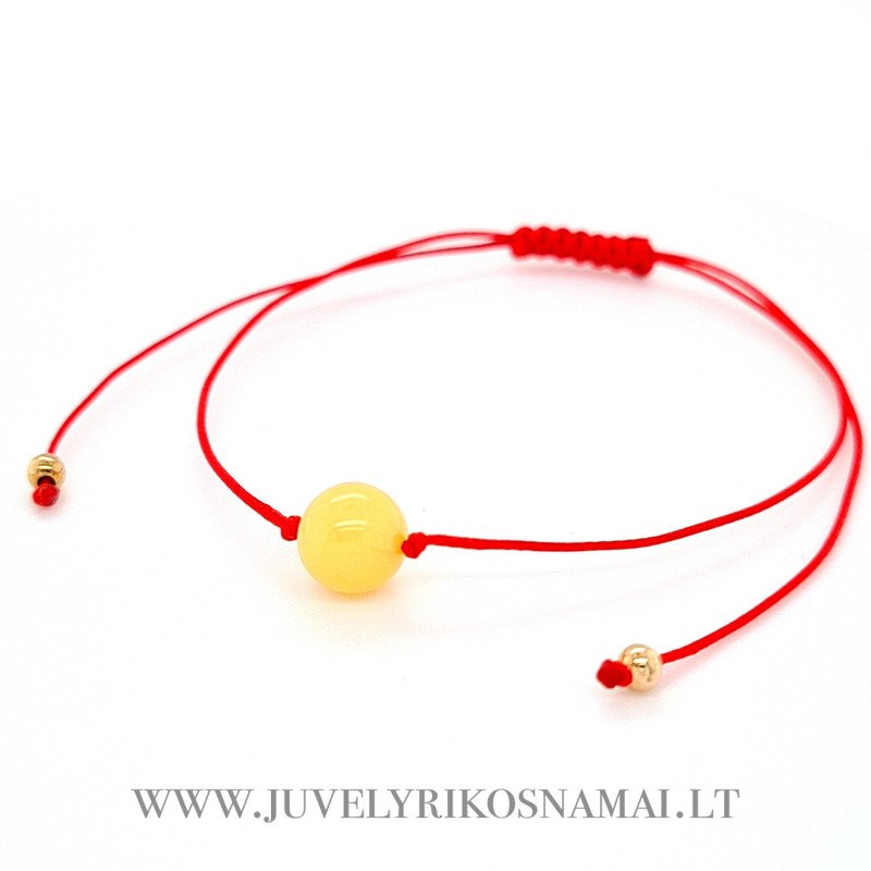 Raudono siūlo apyrankė su gintaru Raudono siūlo apyrankė su gintaru