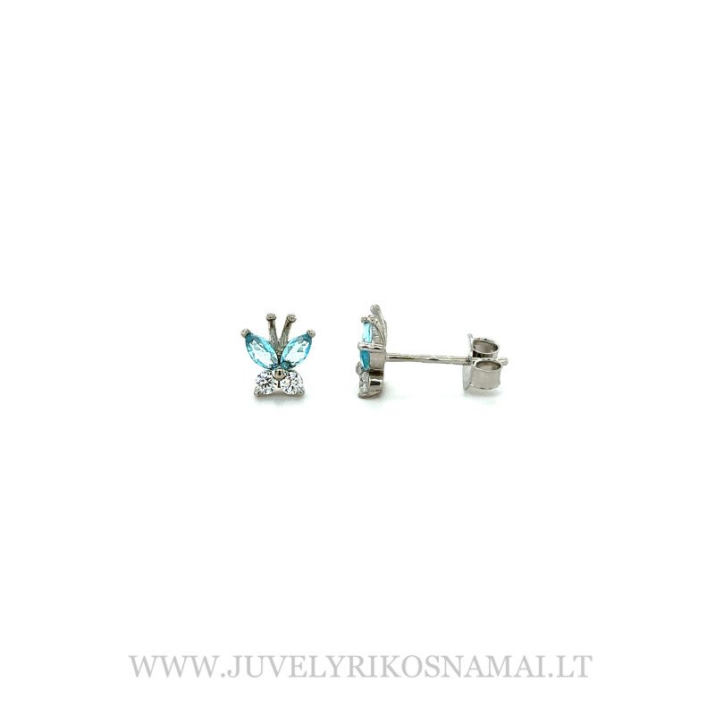 Sidabriniai auskarai Drugeliai su cirkoniu