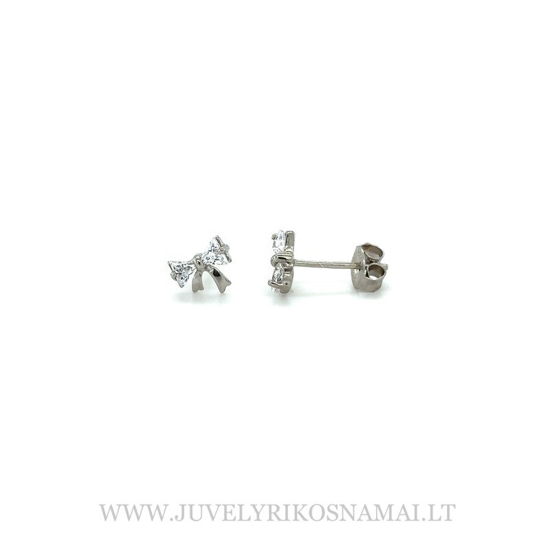 Sidabriniai auskarai Kaspinėlis su cirkoniu