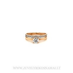 Dvigubas auksinis žiedas su cirkoniu